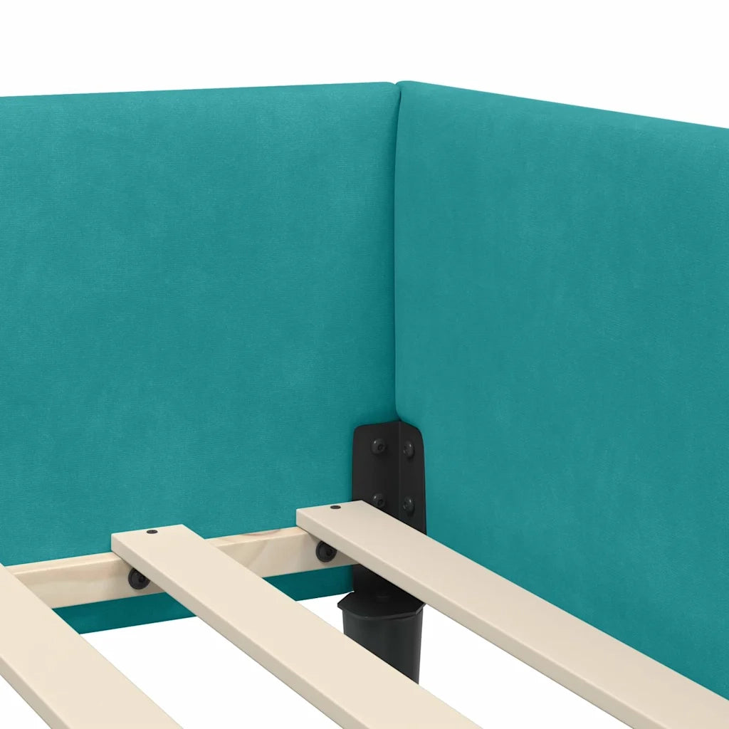 Cornice del letto ad angolo Turchese 100 cm x 200 cm Velluto 42016172