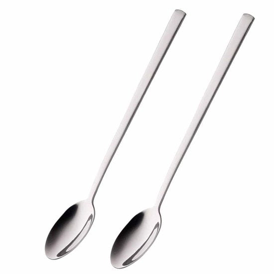 Set di Cucchiai per Latte a Mano Lunga - 18/10 Acciaio Inox - Liscio - Ideale per Latte/Isgro - Lunghezza 18,5 cm - Cucchiai per Bestemmia