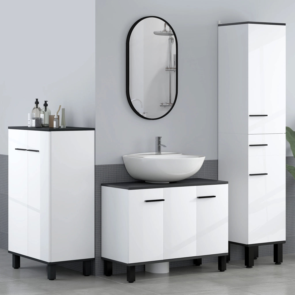 Mobiletto Sottolavabo con 2 Ante e Ripiani Regolabili ¨C Zephmum ¨C 80x34x60 Bianco