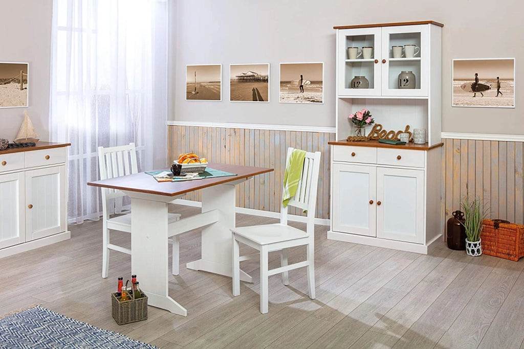 SET 2 SEDIE WESTERLAND 42,5x50x95H STRUTTURA IN FAGGIO MASSELLO FINITURA BIANCO