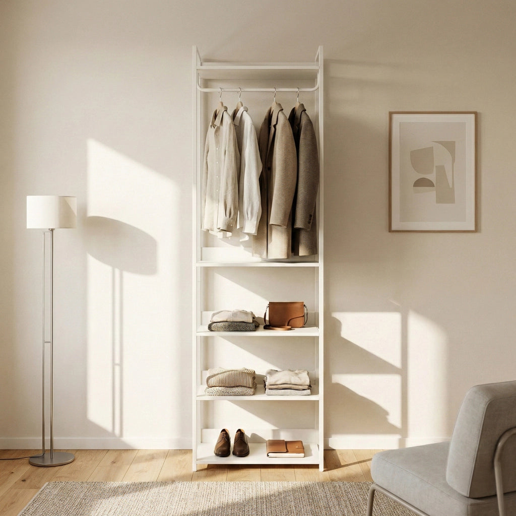 Stand Appendiabiti Jässaatka in Acciaio con 5 Ripiani 200 x 61 x 40 cm - Grigio [en.casa]
