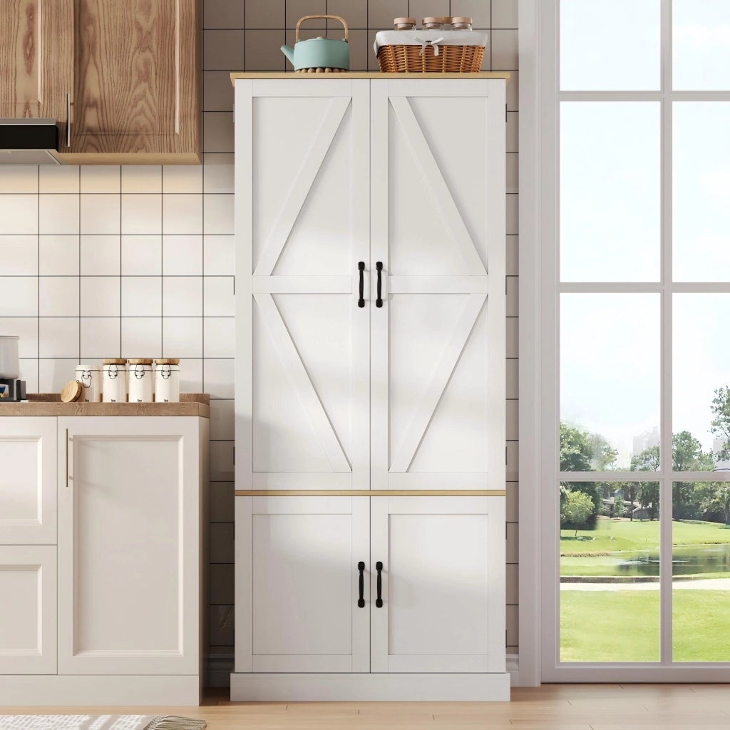 Mobile da cucina, mobile porta snack, ripiani regolabili, 2 cassetti, bianco