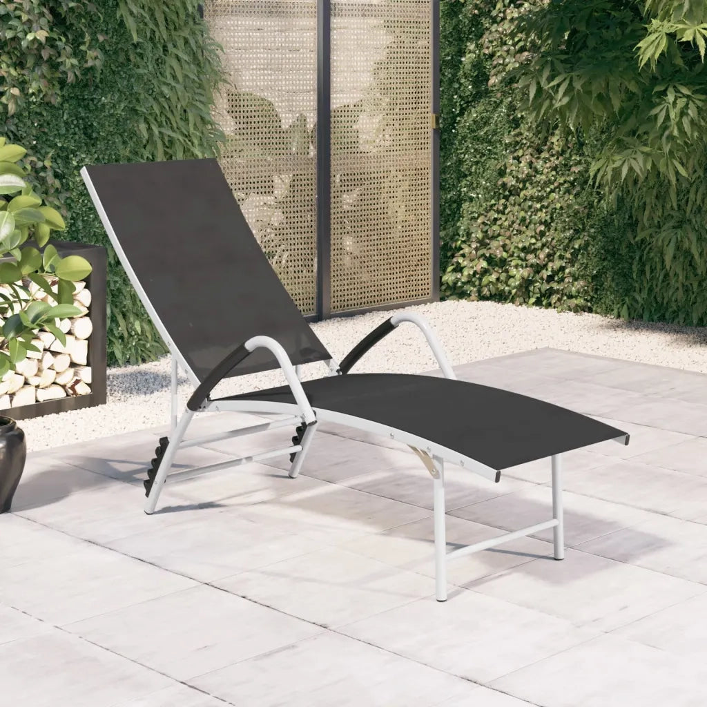 Lettino Prendisole in Textilene e Alluminio Nero 310521