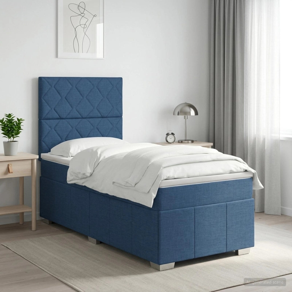 Letto box spring con materasso Blu 90 x 200 cm Tessuto 3454063