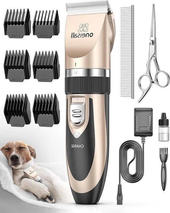 Tondeuse professionale per cani e gatti - scheermacchina per animali domestici - tondeuse senza fili - colore dorato