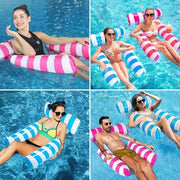 Materasso gonfiabile galleggiante - 2 set di tappeti galleggianti gonfiabili con pompa a aria - letto gonfiabile 4-in-1 per adulti - zona relax per piscina e spiaggia - articoli da gioco per bambini