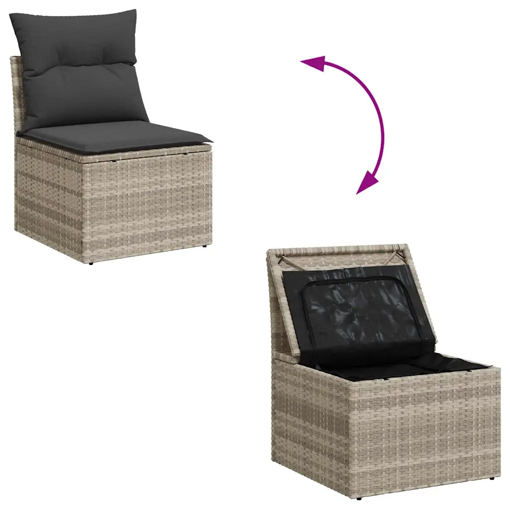 Set Divano da Giardino 9pz con Cuscini Grigio Chiaro Polyrattan 3326133