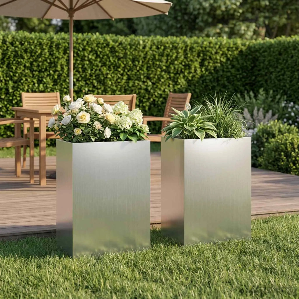 Vaso da giardino 2 pz Argento 50 x 40 x 75 cm Acciaio zincato 8005677
