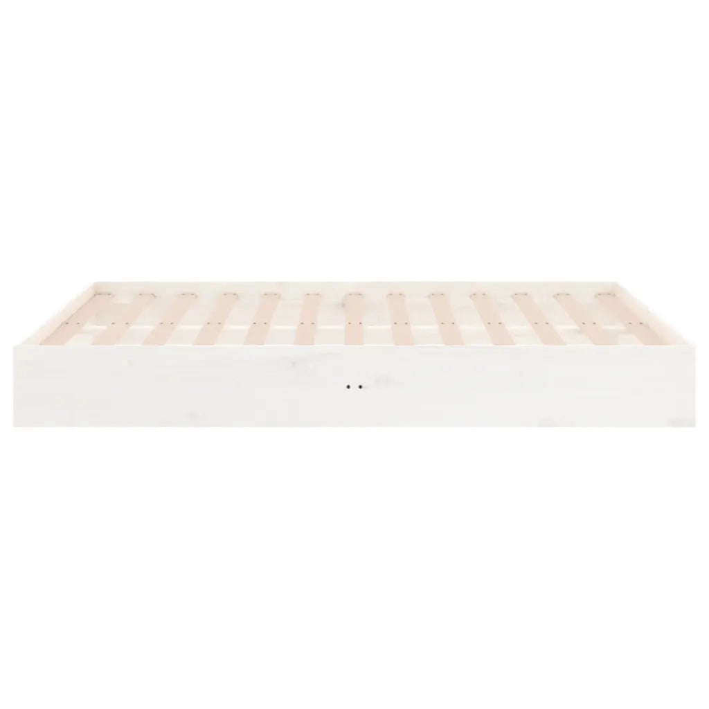 Letto matrimoniale | Letto per adulti | Giroletto Bianco in Legno Massello 135x190 cm Double