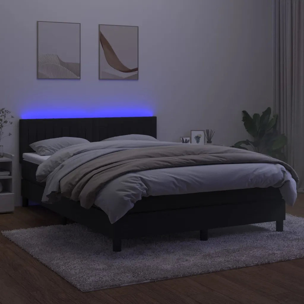 Letto a Molle con Materasso e LED Nero 140x190 cm in Velluto 3134521