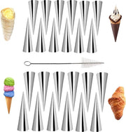 24 forme di schiuma in forma di tubo, cannelloni, acciaio inossidabile, liscio, buone tubazioni, crema, forma a tubo, forma a vite, croissant, forma per torta, forme a spirale per croissant cremoso, forme a cono per cannelloni