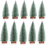 Mini alberi di Natale in legno con effetto neve, 10 pezzi, decorazioni per Natale e feste DIY