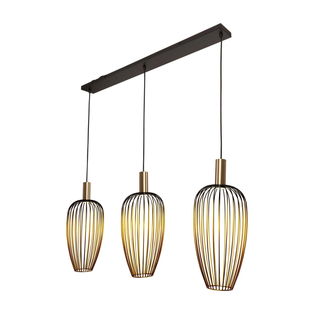 Lampada sospesa industriale AURELIE 3xGU10 oro nero