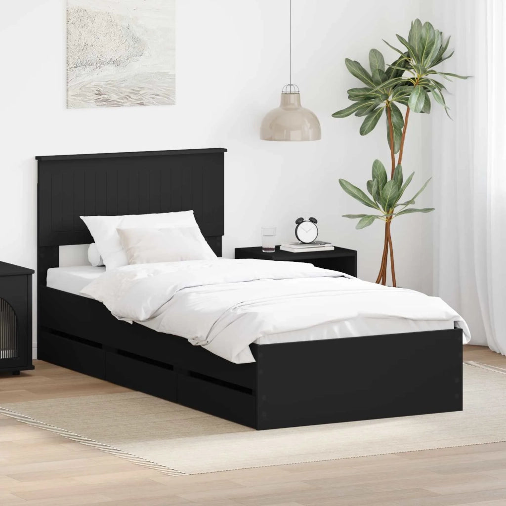 Struttura del letto Nero 90 x 190 cm Legno Ingegnerizzato 3410750