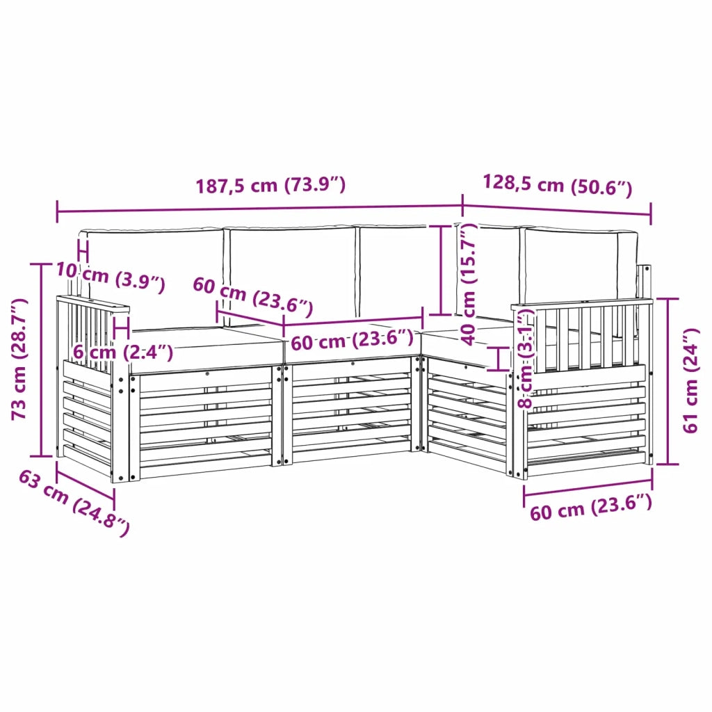 Set di divani da esterno 4 pcs Bianco e Antracite 3391747