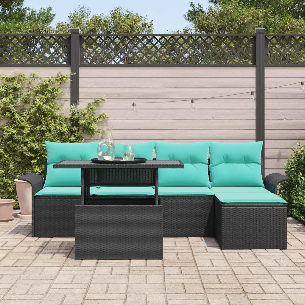 Set Divano da Giardino con cuscino 6 pcs Nero polyrattan 3348272