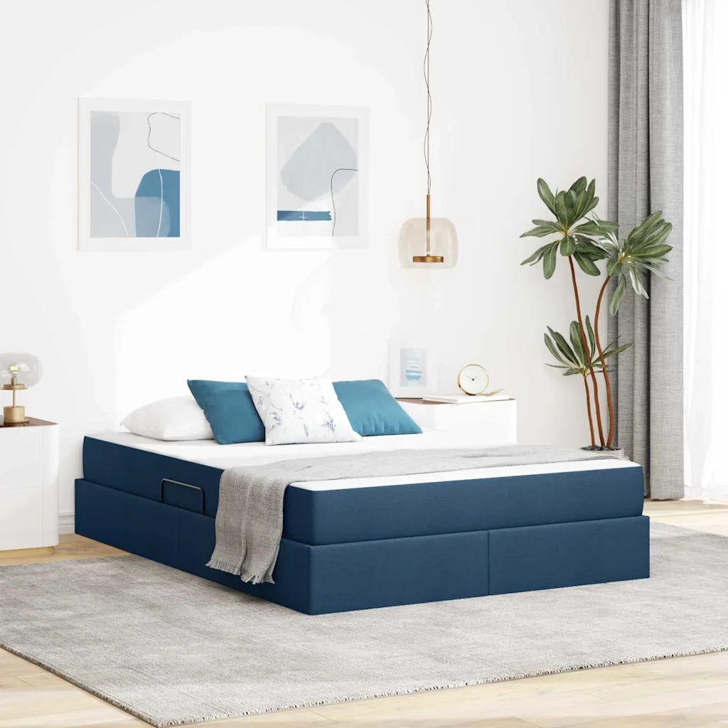 Letto con contenitore e materasso Blu 140 x 200 cm Poliestere 3399669