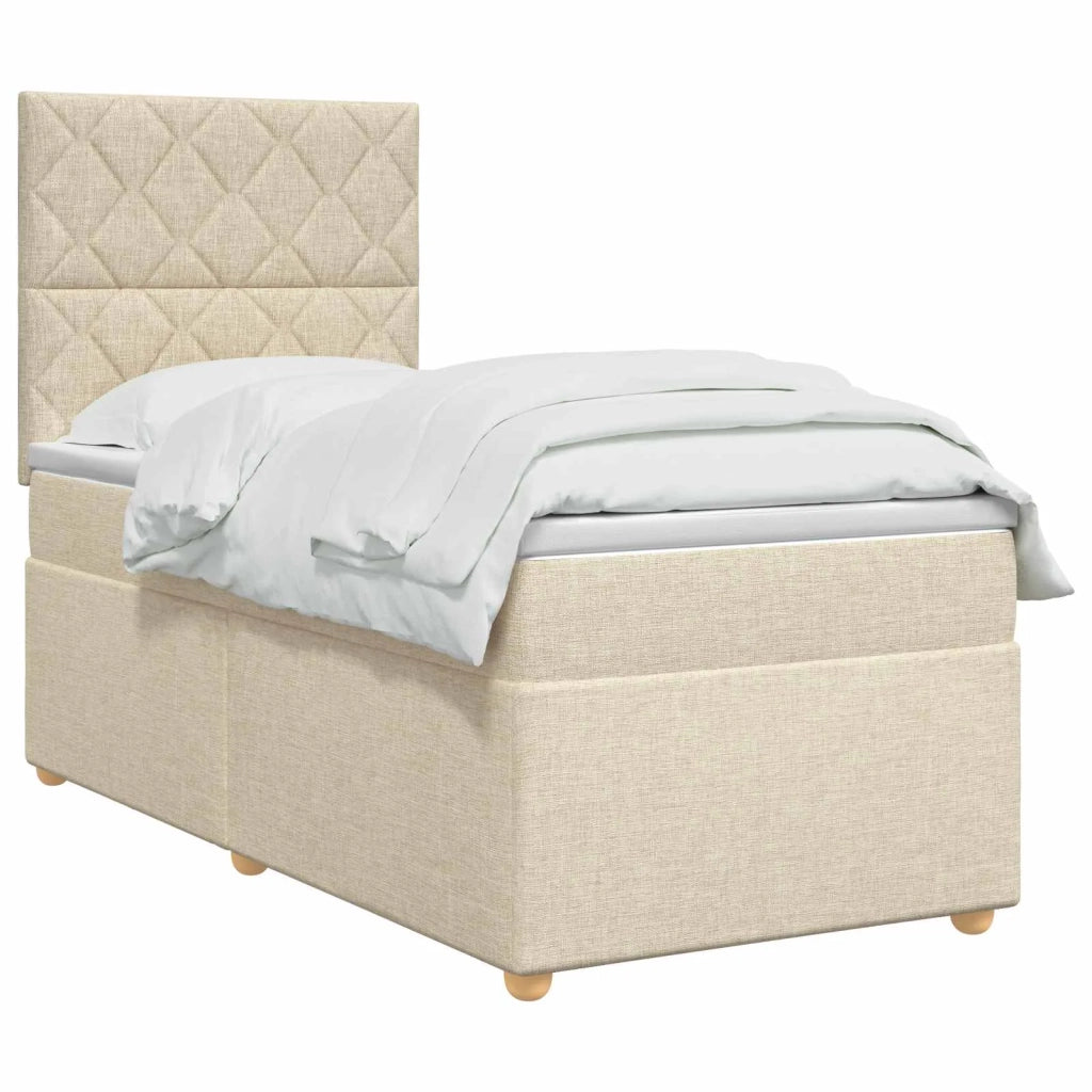 Letto box spring con materasso Crema 90 x 200 cm Tessuto 3453807
