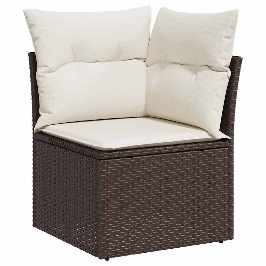 Set Divano da Giardino con cuscino 5 pcs Marrone polyrattan 3345358