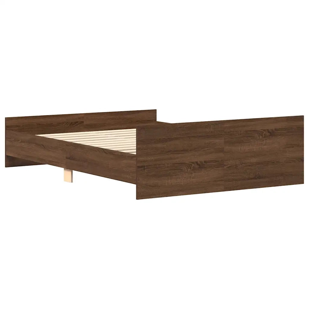 Letto matrimoniale | Letto per adulti | Giroletto con Testiera e Pediera Rovere Marrone 135x190 cm