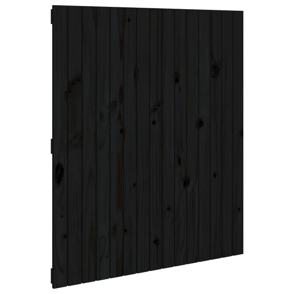 Testiera da Parete-Testiera a Muro-Testata Decorativa Nera 95,5x3x110 cm in Legno Massello di Pino