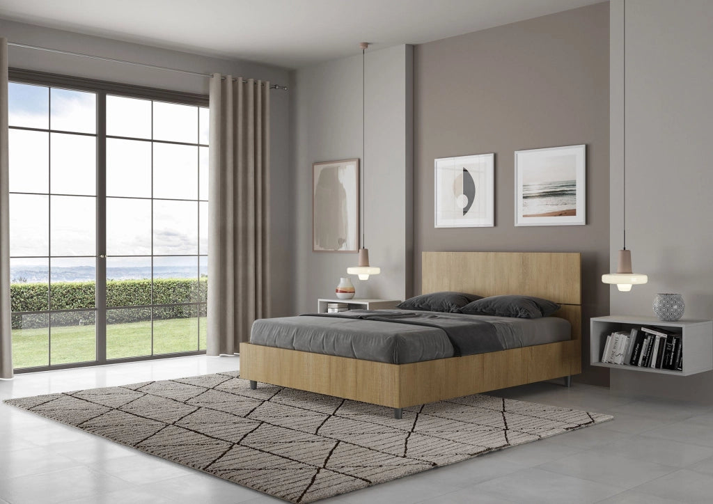 Letto Matrimoniale Francese 140x200 cm Senza Rete Testata Dritta Demas Quercia Natura