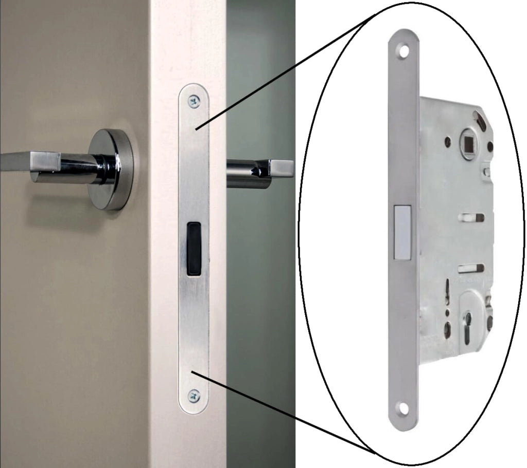 Serratura magnetica per porta scorrevole 50x8 mm cromo satinato