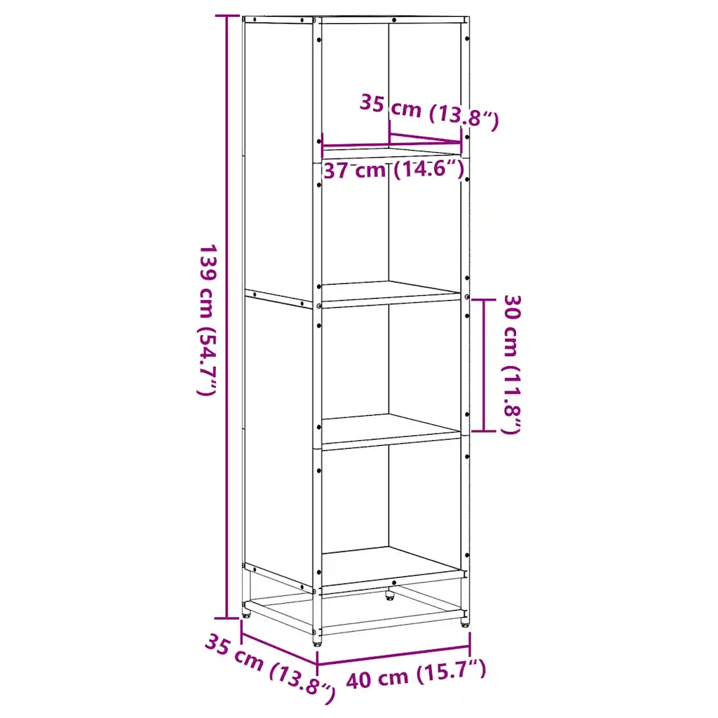 Libreria Grigio Sonoma 40x35x139 cm in Legno Multistrato 849127