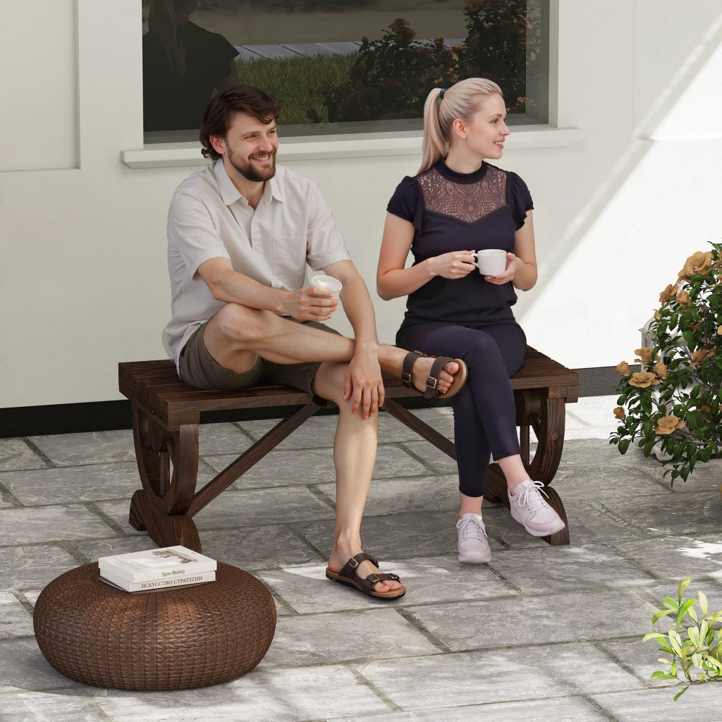 Panchina da giardino in legno naturale resistente alle intemperie; stile rustico; 98 x 50 x 39;5 cm; mobili da esterno pratici