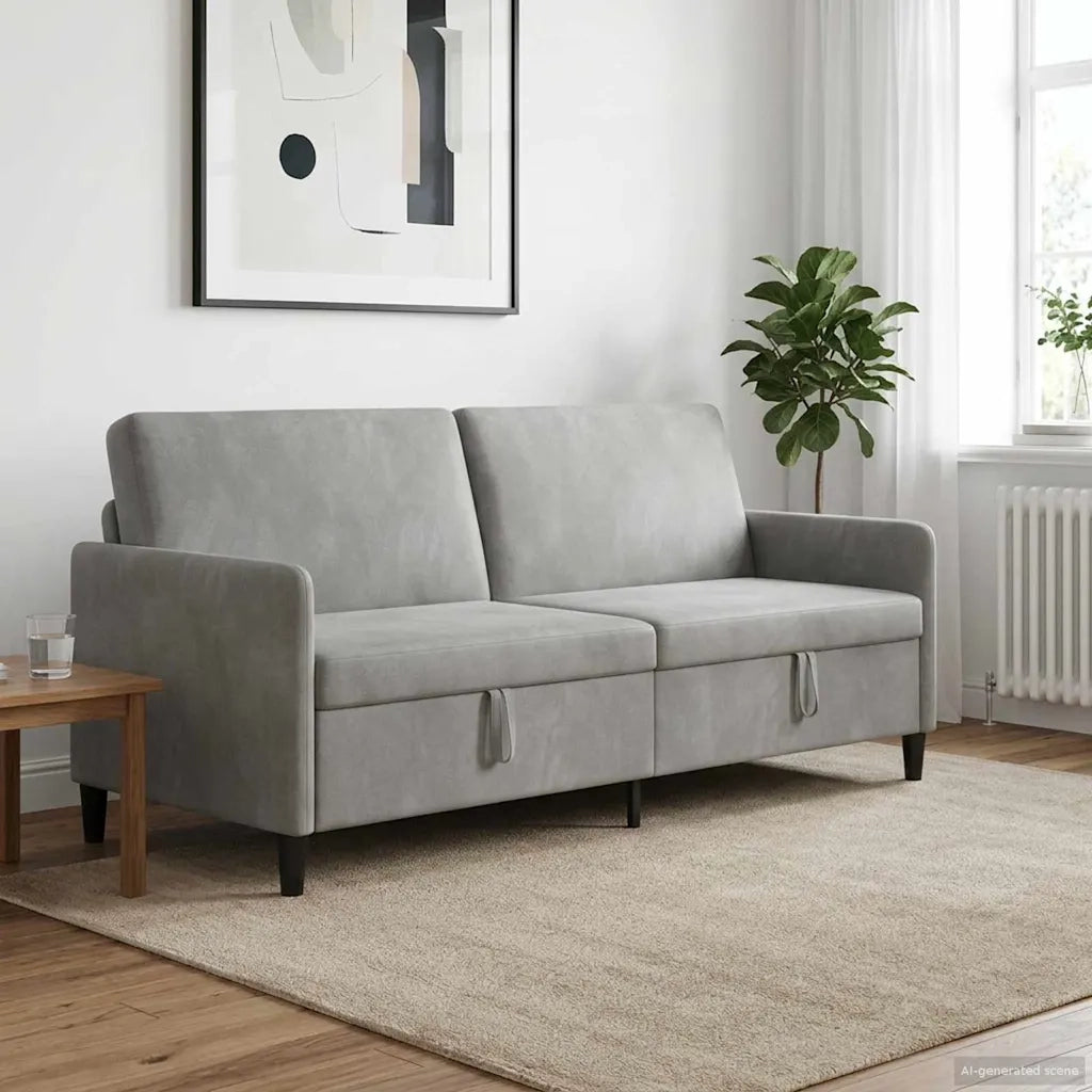 Divano con Storage Grigio Chiaro 192 x 78 x 87 cm Poliestere 42036989