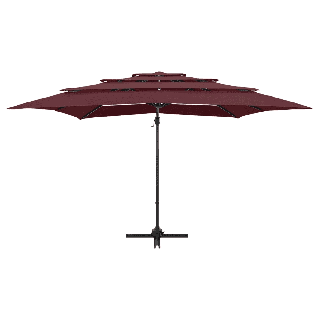 Ombrellone a 4 Livelli Palo in Alluminio 250x250 cm Bordeaux 313824