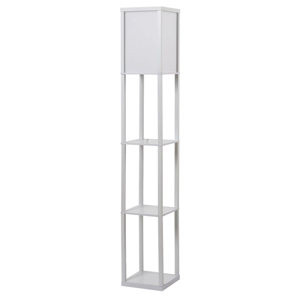 Lampada da Terra con Mensole ¨C Xylo ¨C MDF Bianco 26x26x160cm