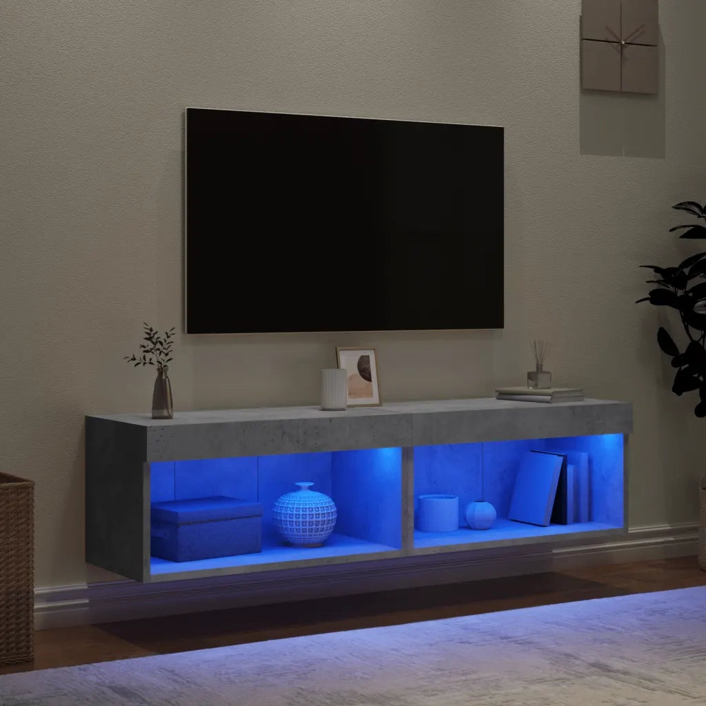 Mobili TV con Luci LED 2pz-Set di 2 Credenza per TV Grigio Cemento 60x30x30 cm