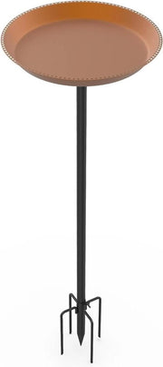 Piscina per uccelli in metallo - φ 30 x 90 cm - Flessibile - Decorazione esterna - Piscina per uccelli in legno di castano con base
