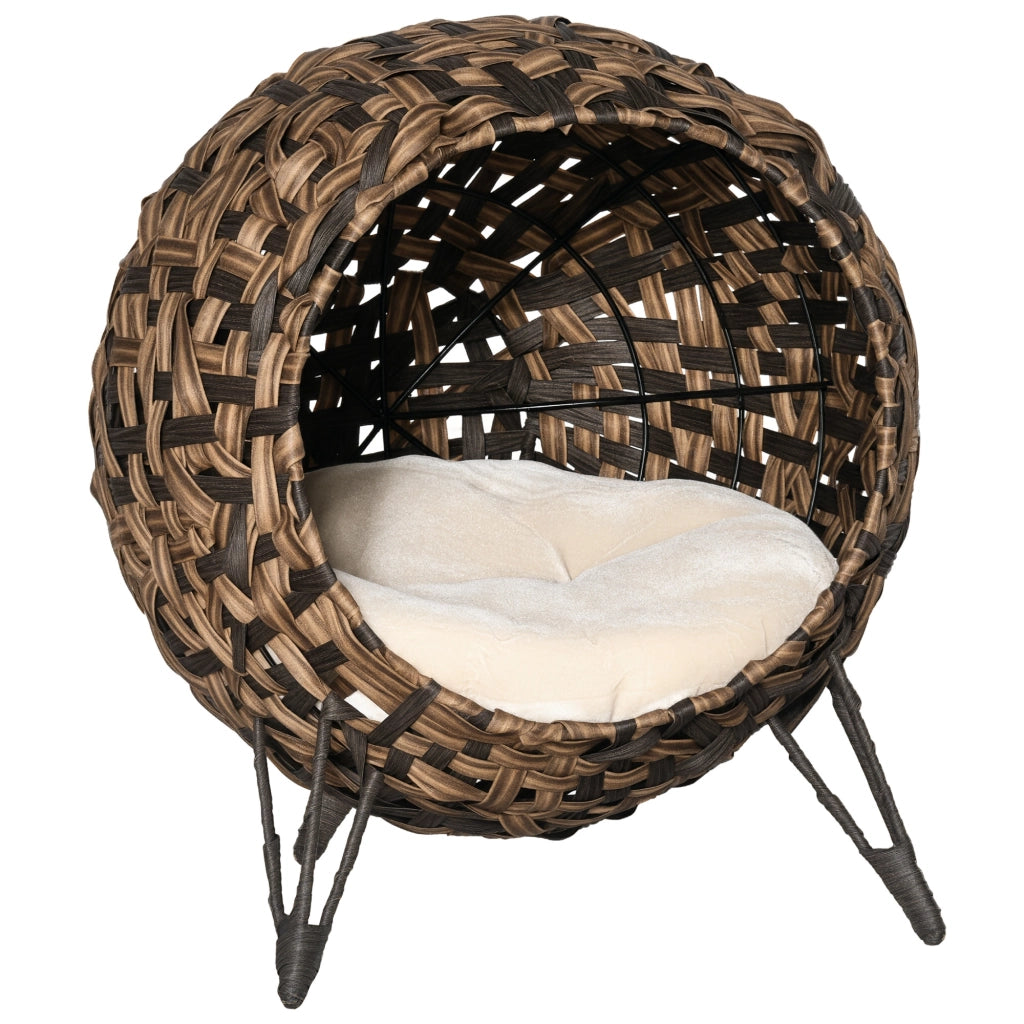 Cuccia per gatti in rattan con cuscino ¨C Xylo ¨C Marrone ?52x58cm