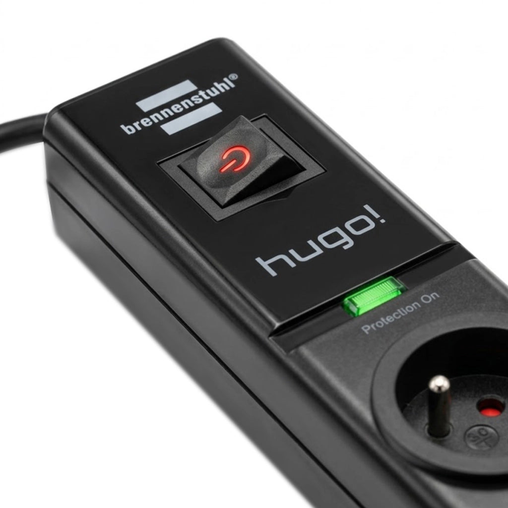 Multipresa 7 Vie Tipo E con 2 USB con Protezione da Sovratensione e Fulmine Nero Brennenstuhl
