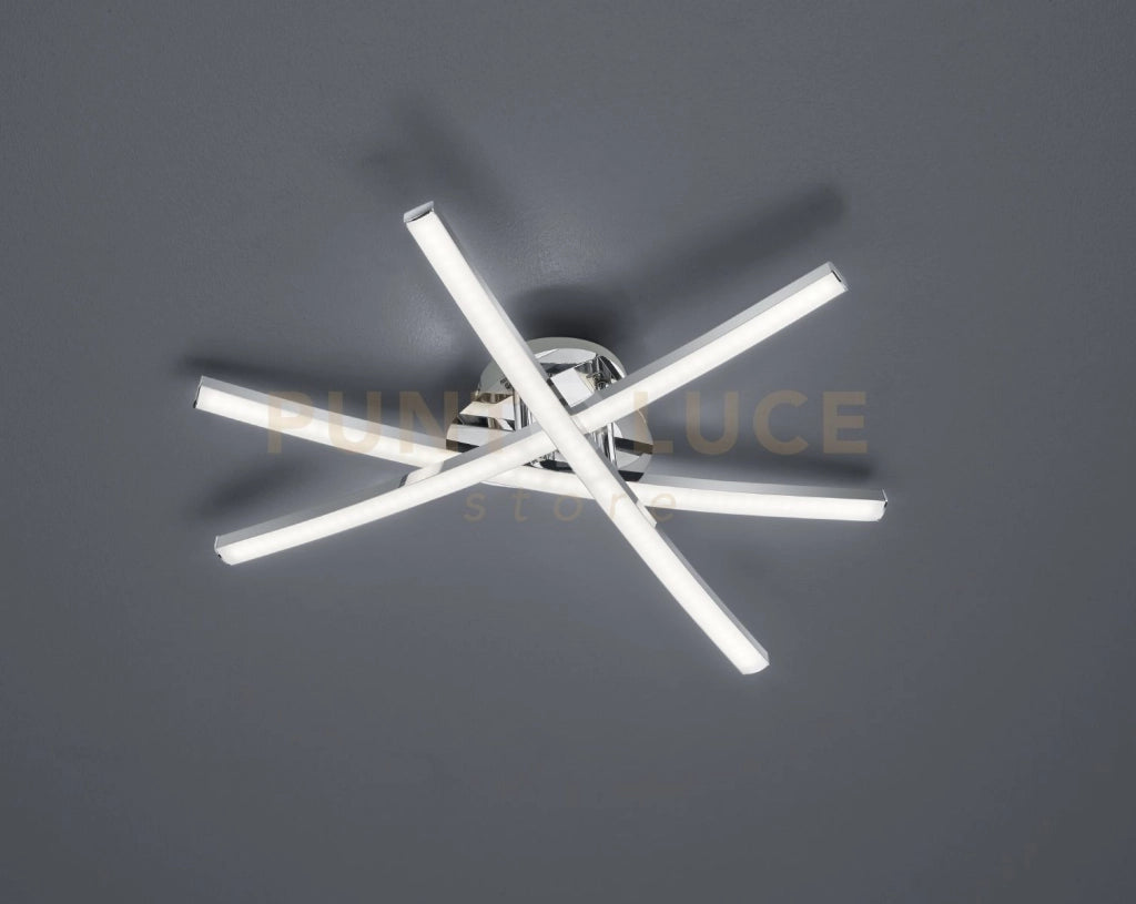 CAPELLA PLAFONIERA LED 3 LUCI BACCHETTE CON DIFFUSORI CROMATI E SATINATI D. 50CM LED 16 W · 1.700 lm · 3.000 K