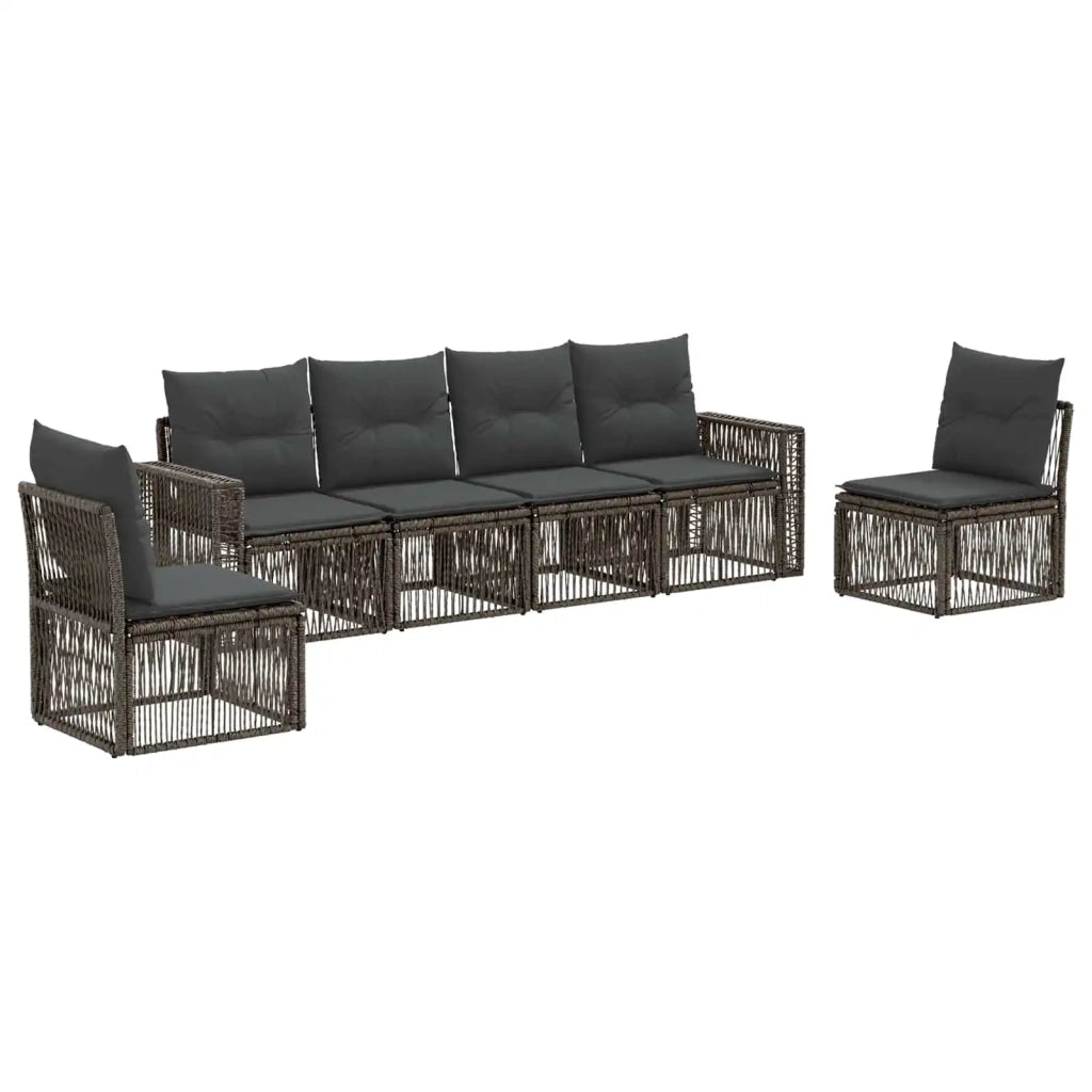 Set Divano da Giardino 6 pz Grigio e Grigio Scuro polyrattan 3435086