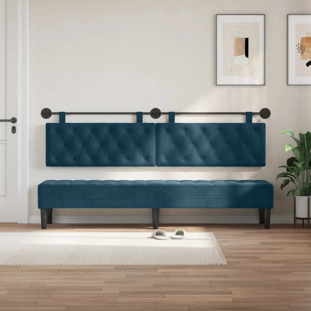 Testiera | Testata sospesa Con luce LED Blu Velluto