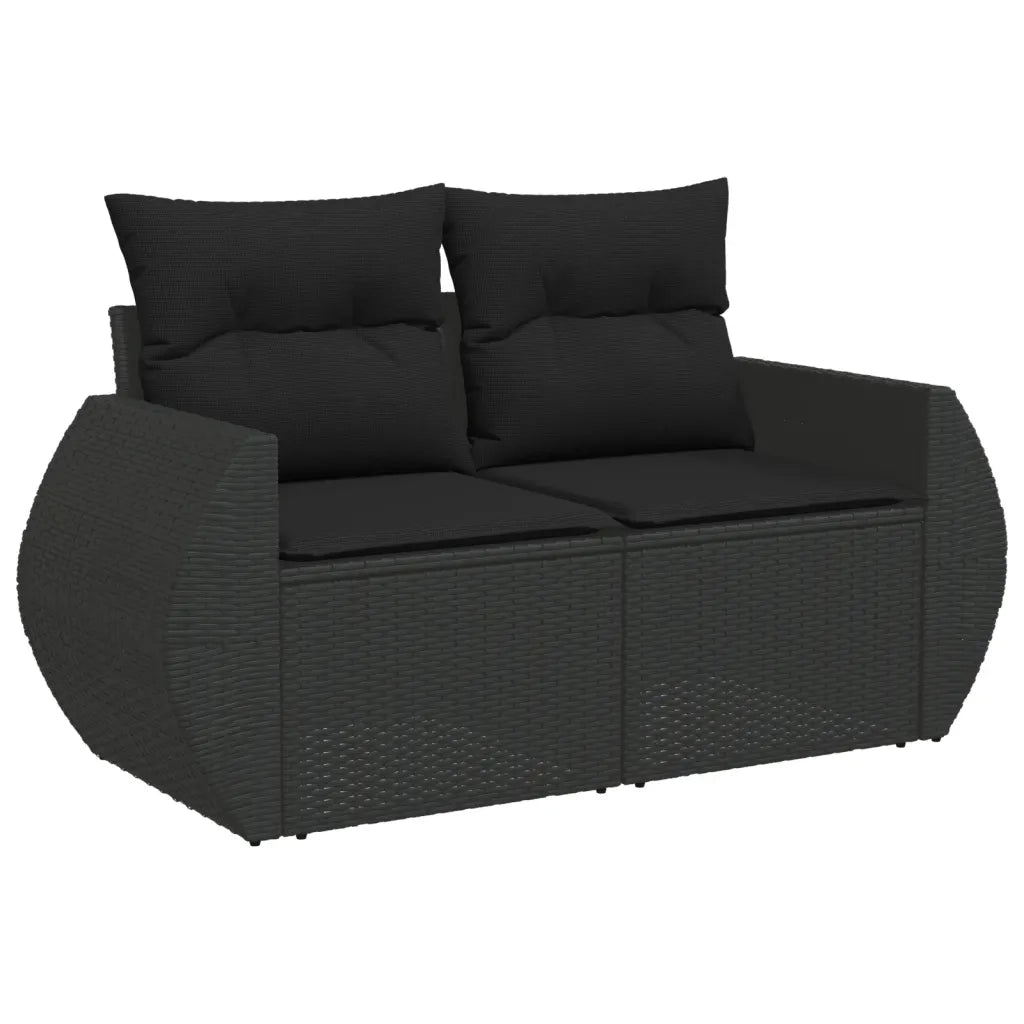 Set Divano da Giardino 6 pz con Cuscini Nero in Polyrattan 3221374