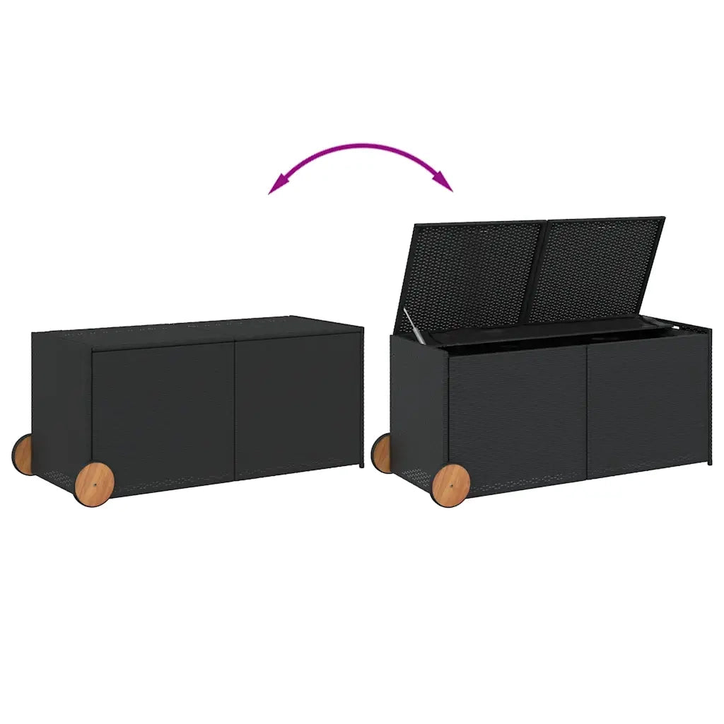 Contenitore da Giardino con Ruote Nero 283L in Polyrattan CFW4229924