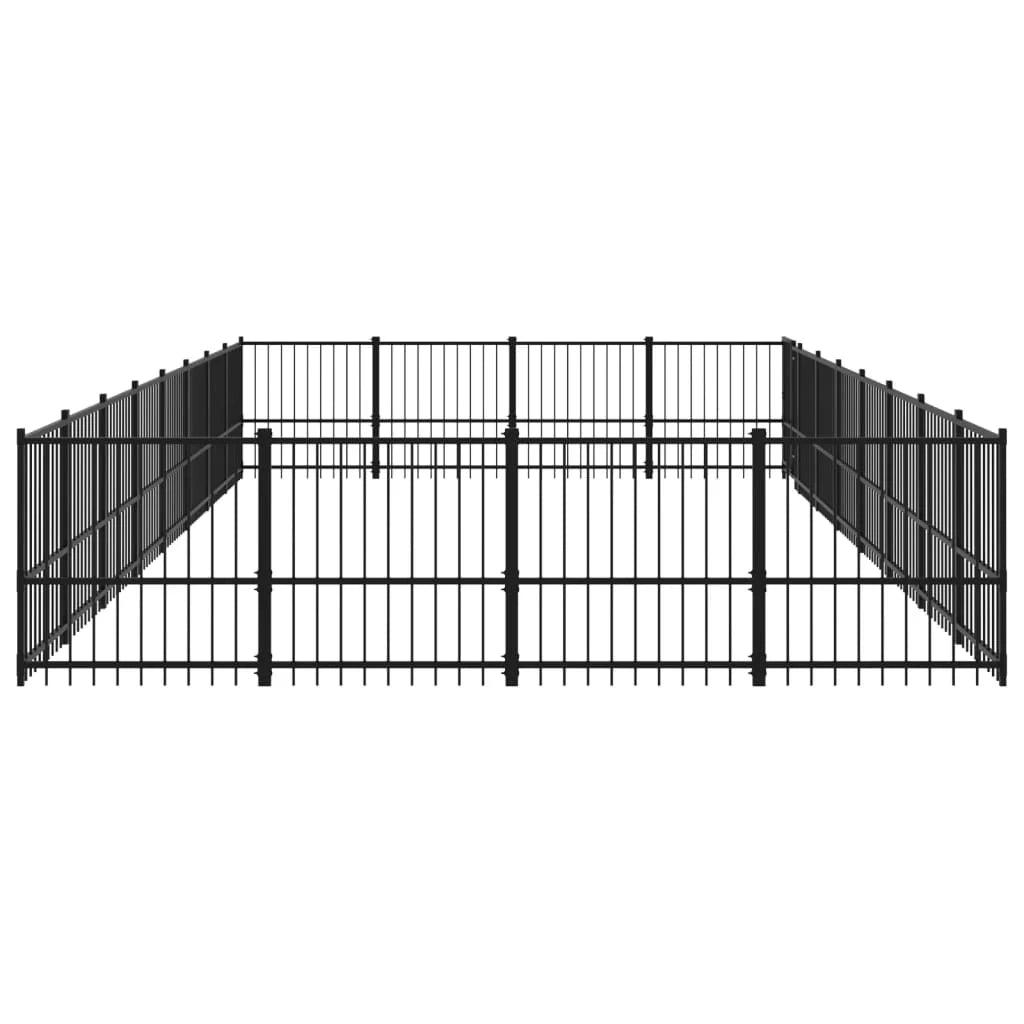 Gabbia per cuccia recinto per animali da esterno per cani in acciaio 30,11 m² nero 02_0041834