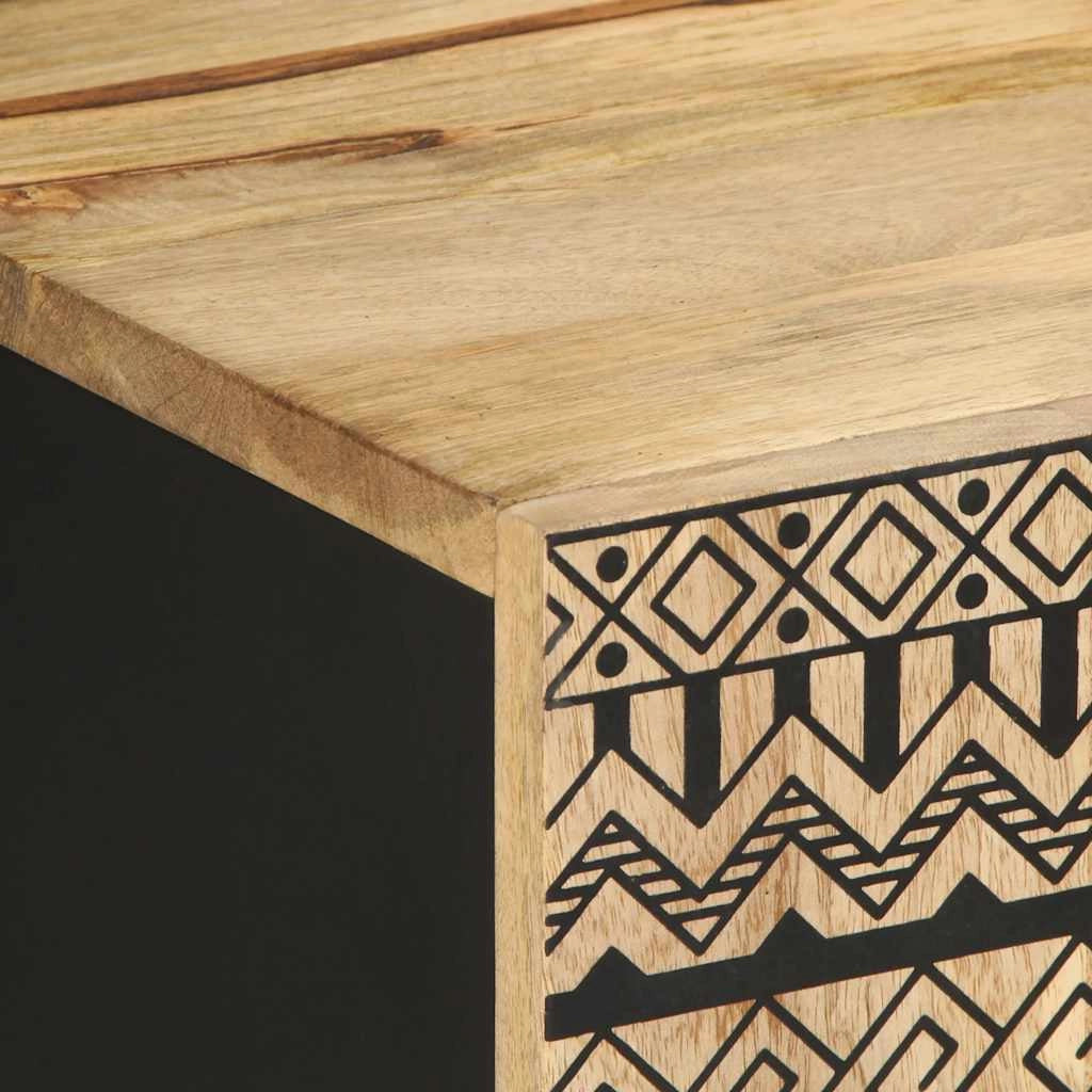 Mobile TV industriale con contenitore 105 x 33 x 46 cm legno massello di mango nero 02_0057832