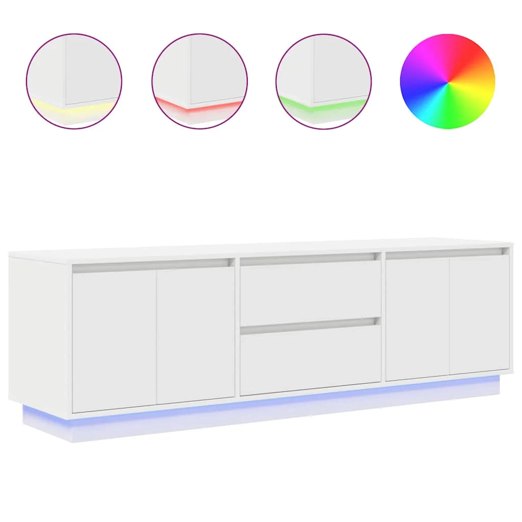 Mobile porta TV dal design moderno con pratico spazio di archiviazione e luci a LED 160,5 x 41 x 50 cm legno bianco 02_0055830
