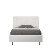 BS COM Letto una piazza e mezza senza rete imbottito 120x210 similpelle bianco