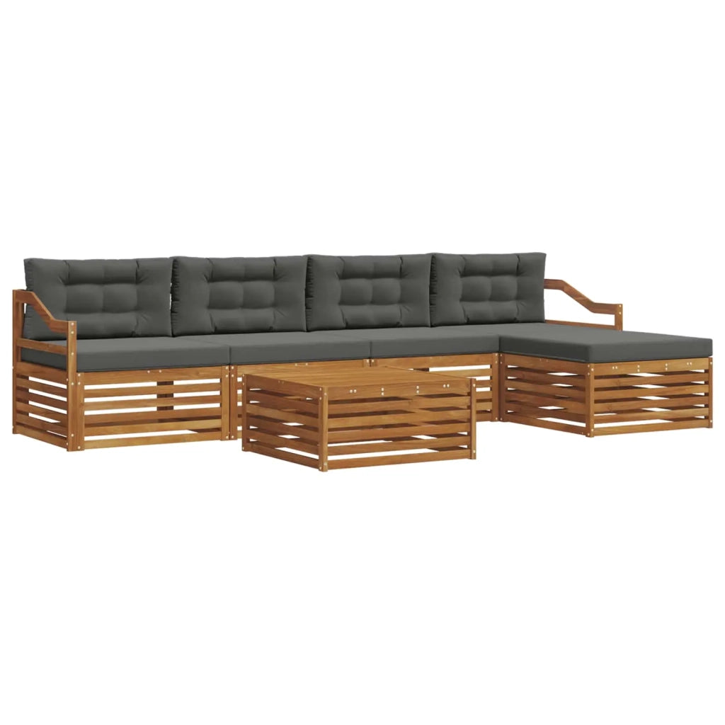 Set di divani da esterno con cuscino 6 pcs Naturale e Antracite 3373357
