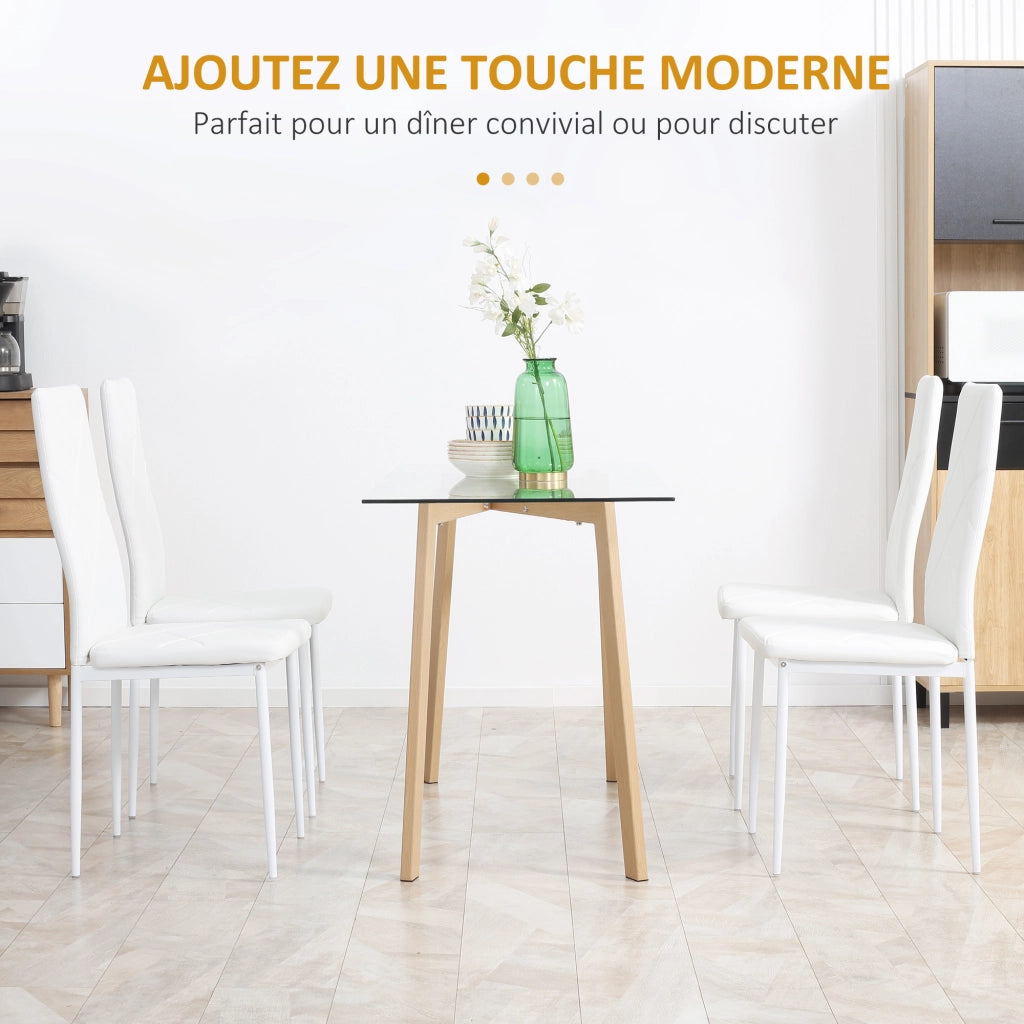Set di 4 sedie da pranzo con schienale alto, rivestimento in similpelle e gambe in metallo ¨C Minimal ¨C Bianco