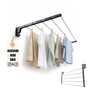 Stendibiancheria da Esterno a Parete 60cm x 50cm Totalmente in Acciaio inox AISI 304 - Ideale per l'esterno