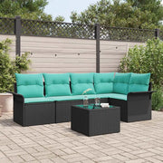 Set Divano da Giardino con cuscino 6 pcs Nero polyrattan 3345376