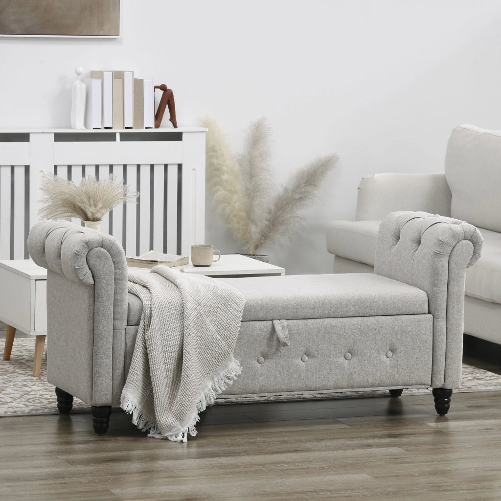 Divano 2 posti in tessuto con cassetti e piedi in legno ¨C Minimal ¨C Grigio 146.5x49x72
